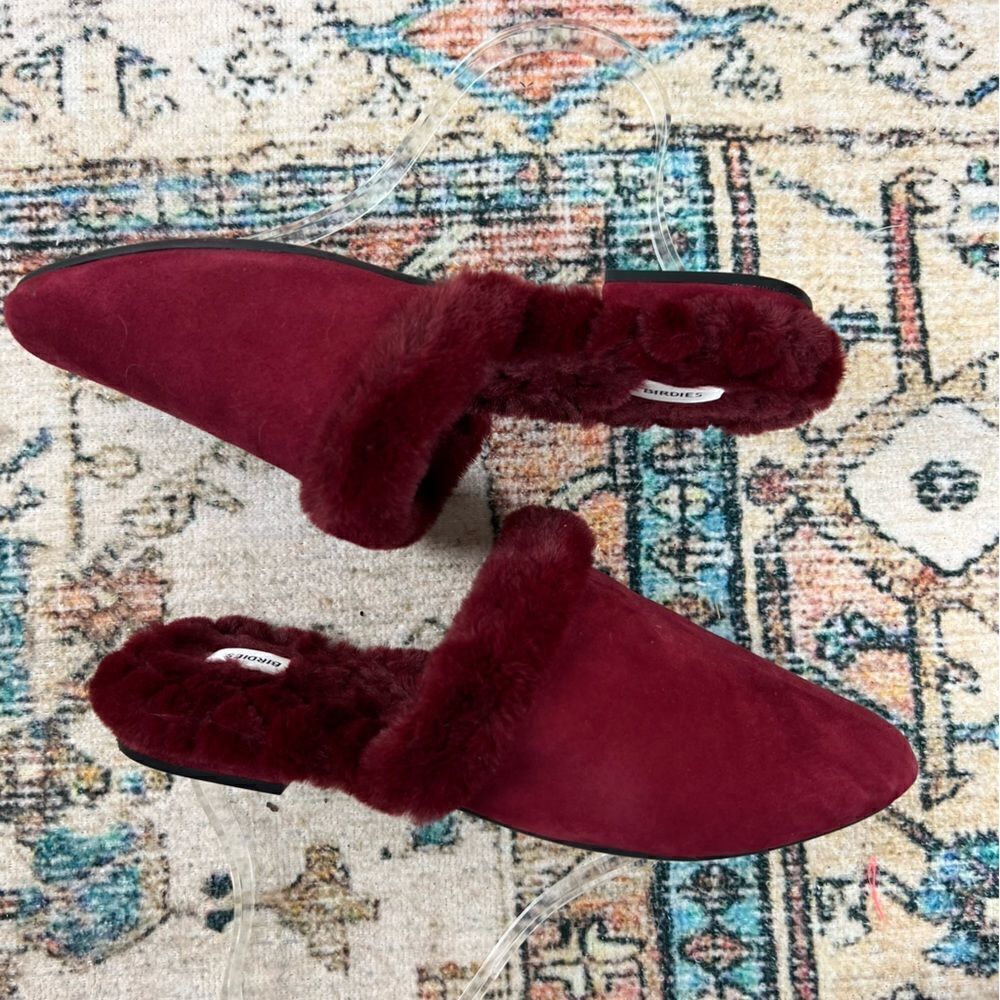 Birdies Merlot Fur Lined Songbird Mules 7.5 - Picture 10 of 11
